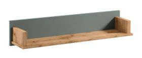 Hangrek / wandplank Braianik 24 in eiken Wotan / groen, ruimte voor decoratie, boeken, foto’s en een vaas, 20 x 110 x 22 cm, ABS-randafwerking, voor de woonkamer