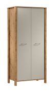 Kledingkast Braianik 13 in eiken Wotan / beige, 200 x 90 x 53 cm, 2 deuren, 2 schappen, 1 kledingstang, 2 vakken, slaapkamer, ABS-randafwerking