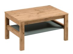 Salontafel voor de woonkamer Braianik 31, met 1 opbergvak voor afstandsbedieningen en tijdschriften, 45 x 90 x 54 cm, eiken Wotan / groen