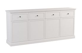 Brede ladekast met veel opbergruimte Torsakala 03 in Wit Opal, 86 x 193 x 40 cm, 4 deuren, 4 lades, 4 schappen, 8 vakken, ABS-kantafwerking