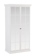 Kledingkast Torsakala 06, afmetingen 200 x 102 x 56 cm, 2 schappen, 2 elegante glazen deuren, 3 praktische vakken, 1 kledingstang, wit opaal, ABS