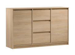 Ruime ladekast Gracilius 02 met 3 lades, 87 x 138 x 40 cm, eiken Cremona, 3 lades, ABS, 4 vakken, 2 schappen, 2 deuren, ABS-randafwerking