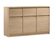 Ladekast Gracilius 03 met veel opbergruimte, 87 x 138 x 40 cm, met 6 vakken, 3 deuren, 3 schappen, 3 praktische lades, met handgreepstrips, ABS