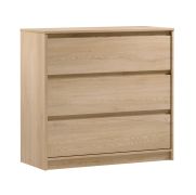 Ladekast Gracilius 04 voor de slaapkamer en woonkamer, 87 x 91,5 x 40 cm, 3 lades met veel opbergruimte, handgreeplijsten, eiken Cremona, ABS-randafwerking