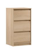 Slanke ladekast Gracilius 05 met gebruiksvriendelijke handgrepen, 87 x 47 x 40 cm, eiken Cremona, met 3 functionele lades, ABS-randbescherming