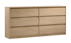 Ruime ladekast Gracilius 06 met 6 grote lades, 87 x 181 x 40 cm, eiken Cremona, ABS-randafwerking, functionele handgrepen, woonkamer, slaapkamer