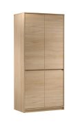 Kleiderschrank Gracilius 07 in Eiche Cremona, 198 x 91 x 52 cm, mit 1 Kleiderstange, 3 Fächern, 1 Einlegeboden, 4 Türen, benutzerfreundliche Griffleisten