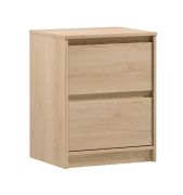 Kleine nachtkastje Gracilius 08 met functionele handgrepen, 61 x 47 x 40 cm, 2 lades, eiken Cremona, ABS-randafwerking, geschikt voor de slaapkamer