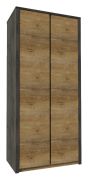 Draaideurkast / kleerkast Selun 05, kleur: donkerbruin eiken / grijs - 197 x 90 x 53 cm (H x B x D)