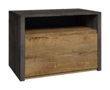 Nachtkästchen Selun 22, Farbe: Eiche Dunkelbraun / Grau - 45 x 50 x 43 cm (H x B x T)
