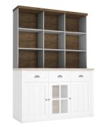 Bovenbouw voor ladekast Segnas, kleur: wit grenen / bruin eiken - 111 x 130 x 35 cm (H x B x D)