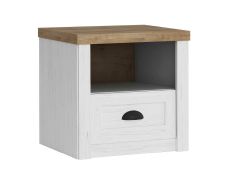 Nachtkastje Segnas 17, kleur: wit grenen / bruin eiken - 45 x 51 x 43 cm (H x B x D)