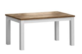 Uitschuifbare eettafel Segnas 15, kleur: wit grenen / bruin eiken - 160 - 203 x 90 cm (B x D)