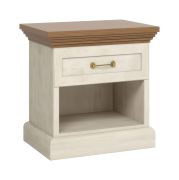 Nachtkastje Badile 21, kleur: wit/bruin grenenhout - 50 x 57 x 40 cm (H x B x D)