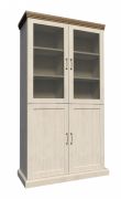 Vitrine kast Badile 08, kleur: wit/bruin grenenhout - 187 x 87 x 39 cm (H x B x D)