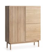 Ladekast / commode Acrab 03 met veel opbergruimte, 130 x 106 x 37, 3 schappen, 7 vakken, 3 deuren, push-to-open-systeem, eiken Cremona, geschikt voor robotstofzuigers