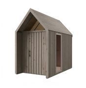 Tuinhuis met zadeldak | Driehoekig raam | Grijs-beige | Buitenmaten: 162,4 x 207,7 cm | Grondoppervlakte: 4,50 m² | Scandinavische stijl | Malmö 11