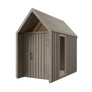 Tuinhuis | Driehoekig raam | Grijs-beige | Grondoppervlakte: 4,64 m² | Scandinavische stijl | Zadeldak | Buitenmaten: 162,4 x 285,7 cm | Malmö 15