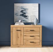 Ladekast / sideboard Athens 05 / 3 lades / Maten: 116 x 40 x 85 cm / Kleur: eiken Evoke / 1 deur / Soft-Close / stil deursluitmechanisme
