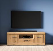 TV-onderkast Athens 06 / Kleur: eiken Evoke / Handgrepen: kunststof / 2 deuren / 1 lade / Maten: 160 x 40 x 55 cm / Soft-Close / 1 vak