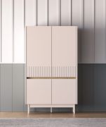 highboard / kast / ladekast Humboldt 04 / 4 deuren / Kleur: eiken Cremona / kasjmier / Maten: 92 x 40 x 156 cm / Poten: metaal / Soft-Close / ABS-randen