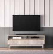 TV-onderkast Humboldt 07 / Poten: metaal / 2 lades / Kleuren: eiken Cremona / kasjmier / voor de woonkamer / Maten: 154 x 40 x 55 cm / Soft-Close