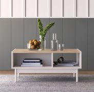 Salontafel Humboldt 09 / Kleur: eiken Cremona / kasjmier / Poten: metaal / voor de woonkamer / Maten: 90 x 60 x 40 cm / ABS-randen / 2 vakken / zeer veel ruimte