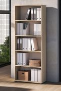 Open kast | Kleur: eiken Lindberg | Soft-Close functie | 5 vakken | 79 x 34 x 203 cm | voor op kantoor en thuis | Hoogwaardige afwerking
