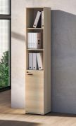 Open kast | Kleur: eiken Lindberg | smal | 1 draaideur | Soft-Close functie | 5 vakken | 39 x 34 x 203 cm | voor op kantoor en thuis | afsluitbare deur