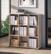 Open kast Uppsala 06 / Kleur: eiken Lindberg / veel opbergruimte / 9 vakken / 120 x 34 x 123 cm / voor op kantoor en thuis / modern design / ABS-randen / poten: zwart