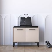 Zit bank met opbergruimte / schoenenkast Creola 03 / Kleur: kasjmier / Maten: 70 x 34 x 54 cm / Handgrepen: kunststof / 2 deuren / Zitting van zwart fluweel