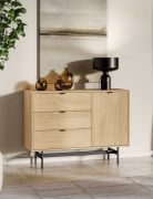 Ladekast / commode / kleur: Mavelie eiken / 3 lades / Soft-Close functie / 1 deur / 2 vakken / 115 x 40 x 85 cm / functioneel design / voor in huis