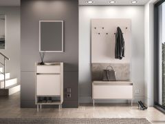 Kapstok / garderobe complete set / kleur: eiken Cremona / kasjmier / soft-close / incl. fluwelen bekleding / ladekast / spiegel / schoenenkast / kapstok met acht haken