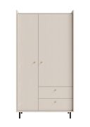 Kledingkast / 2 draaideuren / Kleur: beige met houtstructuur / 2 lades / Maten: 103,5 x 52 x 192 cm / 2 lades / 1 kledingstang / voor de slaapkamer