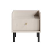 Nachtkastje / Kleur: beige met houtstructuur / functionele designvorm / 1 lade / Maten: 40 x 36 x 41 cm / Poten en handgrepen: metaal / voor de slaapkamer