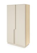 Kledingkast / kleur: Mavelie eiken / Macadamia / 2 draaideuren / 1 kledingstang / 6 vakken / 103 x 52 x 195 cm / Push-to-open / Draaideurkast