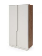 Kledingkast / kleur: kasjmier / Alba walnoten / 2 draaideuren / 1 kledingstang / 6 vakken / 103 x 52 x 195 cm / push-to-open functie / draaideurkast