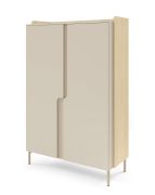 Ladekast / commode / kleur: Mavelie eiken / Macadamia / 2 draaideuren / 8 vakken / 103 x 42 x 160 cm / push-to-open functie / highboard / voor in huis