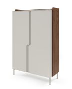 Ladekast / commode / kleur: kasjmier / Alba walnoten / 2 draaideuren / 8 vakken / 103 x 42 x 160 cm / push-to-open functie / highboard / poten: metaal