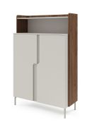 Ladekast / commode / kleur: kasjmier / Alba walnoten / 2 draaideuren / 3 vakken / 103 x 42 x 160 cm / highboard / metalen poten / push-to-open functie