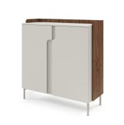 Ladekast / commode / kleur: kasjmier / Alba walnoot / 2 draaideuren / 3 vakken / 103 x 42 x 110 cm / hoogwaardige afwerking / push-to-open functie / poten: metaal