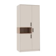 Kledingkast / veel opbergruimte / Fafe 01 / kasjmier / Cremona eik / 195 x 88 x 54 cm / een kledingroede / 8 vakken / 3 deuren / soft close