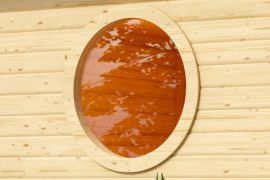 Saunaraam / Noordse spar / rond / transparant glas / voor sauna's van 38 mm / diameter: 84 cm