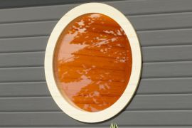Saunaraam / ivoorwit / rond / transparant glas / voor sauna's van 38 mm / diameter: 84 cm