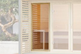 Saunaraam / 191 x 82 cm / Noordse spar / transparant glas / voor 38 mm sauna's / isolatieglas van ESG