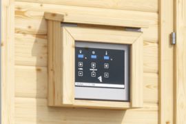 Sauna stuurunit bescherming voor buiten / Beschermt tegen directe weersinvloeden / Noordse spar / Beschermingsbox voor besturingseenheid