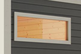 Saunaraam / ivoorwit / voor 38 mm sauna's / 122 x 42 cm / transparant glas / voor een aangename lichtinval