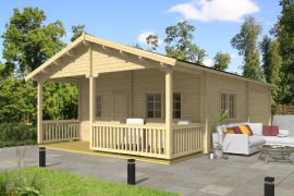 Vakantiehuis / chalet Kreuzkamp 02 incl. vloer - 70 mm blokhut profielplanken, grondoppervlakte: 52.9 m², zadeldak