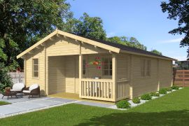 Vakantiehuis / chalet Gigalitz 02 incl. vloer - 70 mm blokhut profielplanken, grondoppervlakte: 49.9 m², zadeldak