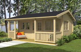 Tuinhuis / chalet Langschneid incl. vloer - 70 mm blokhut profielplanken, vloeropp: 28,6 m², zadeldak
